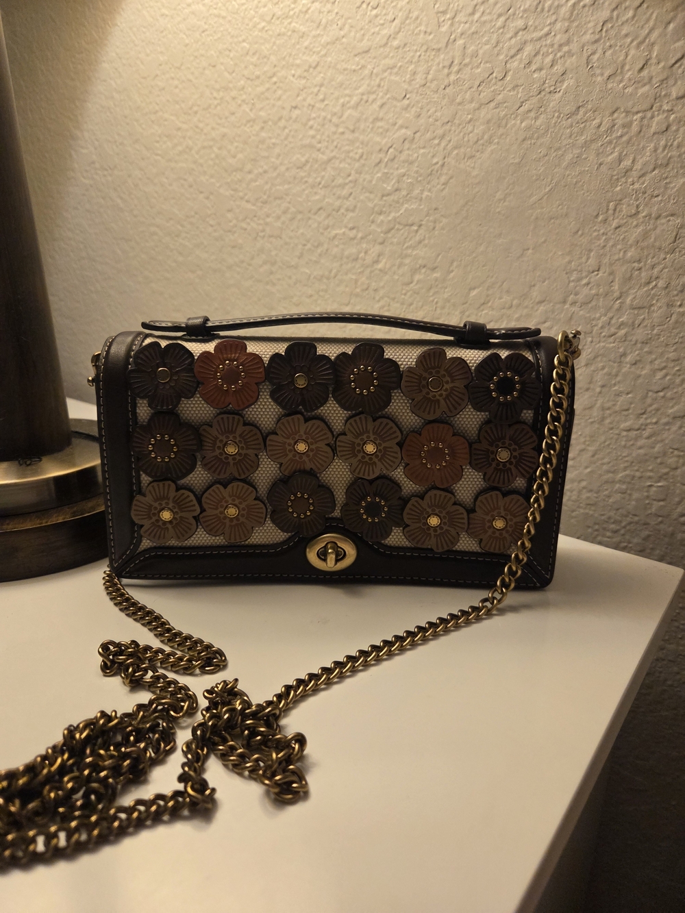 Rare Coach Riley Chain Clutch with Tea Rose